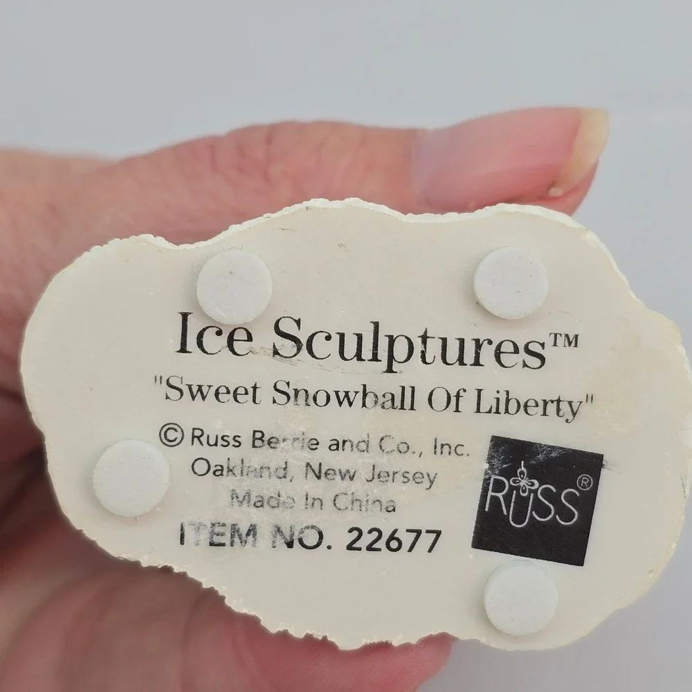 Russ Berrie Ice Sculptures Sweet Snowball Of Liberty Snowman Figurine 22677